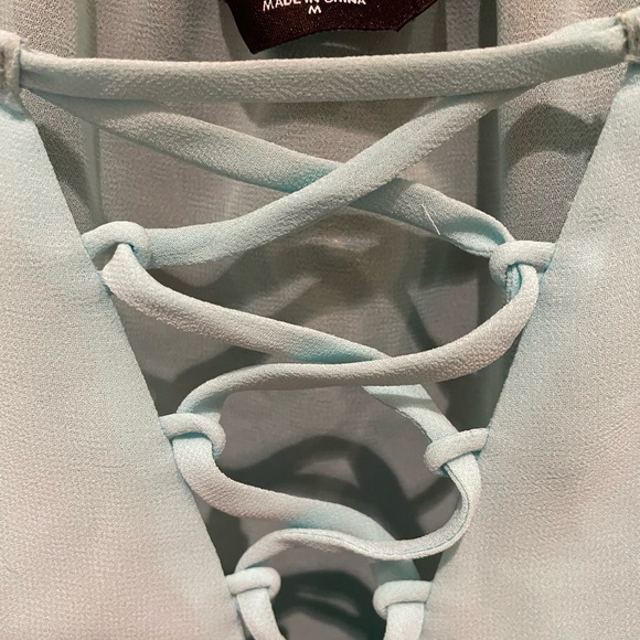 turquoise bebe blouse great condition almost like new - Picture 3 of 5